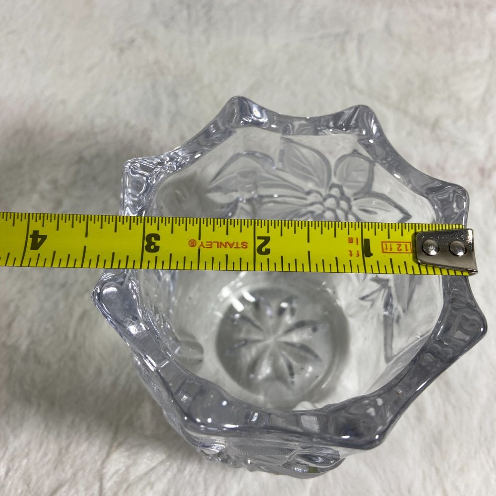 Mikasa Festive Poinsettia Votive Candleholder Crystal Cut Glass - Picture 9 of 9